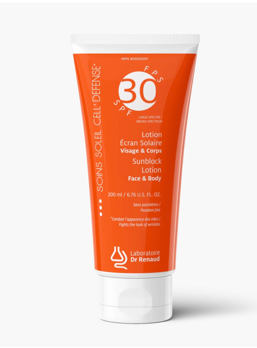 CELL'DEFENSE SUNBLOCK LOTION SPF 30 BROAD SPECTRUM - FACE AND BODY